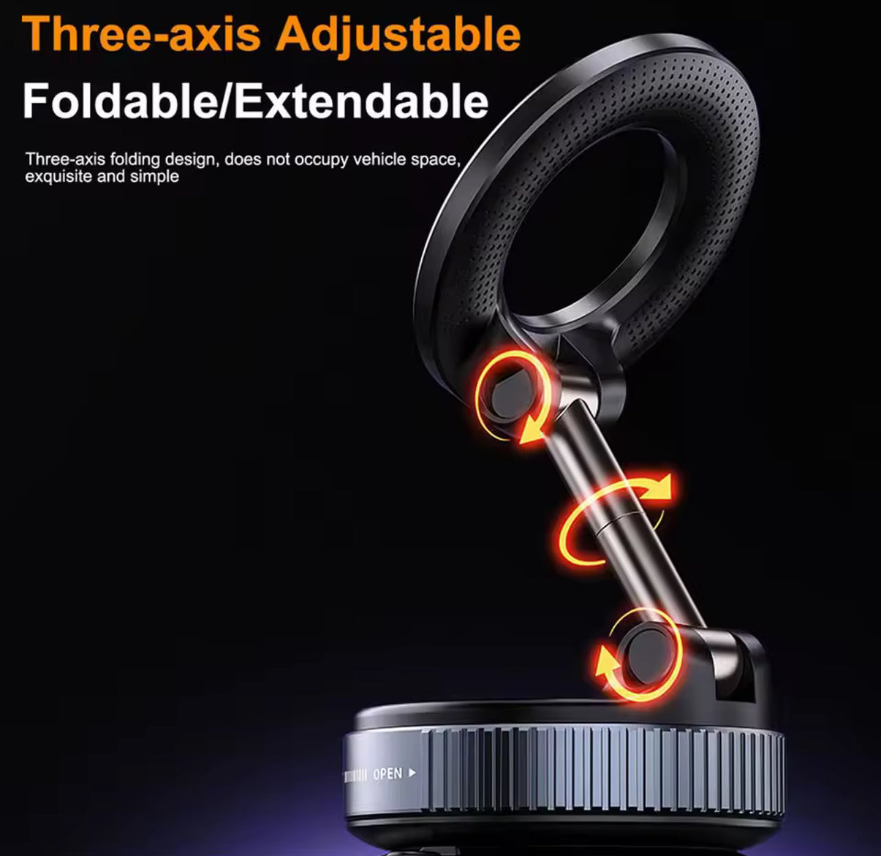 Магнітний держатель-вакуум для телефону K007 (складний, 360°)