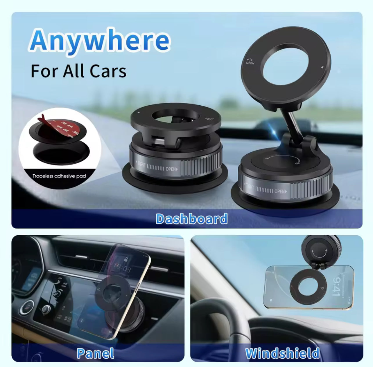 Магнітний держатель-вакуум для телефону K007 (складний, 360°)