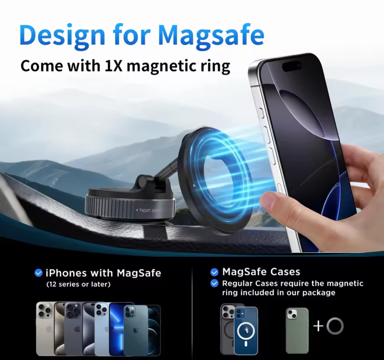 Магнітний держатель-вакуум для телефону K007 (складний, 360°)