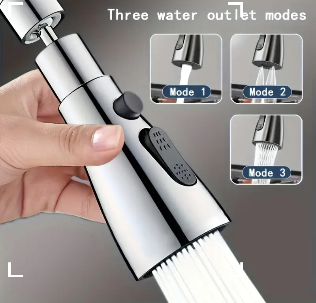 кухонный смеситель из нержавеющей стали и пластика ABS, 3 режима подачи воды, 360° вращение, универсальный удлинитель, аэратор, аксессуары для кухонной мойки 💧🍽️