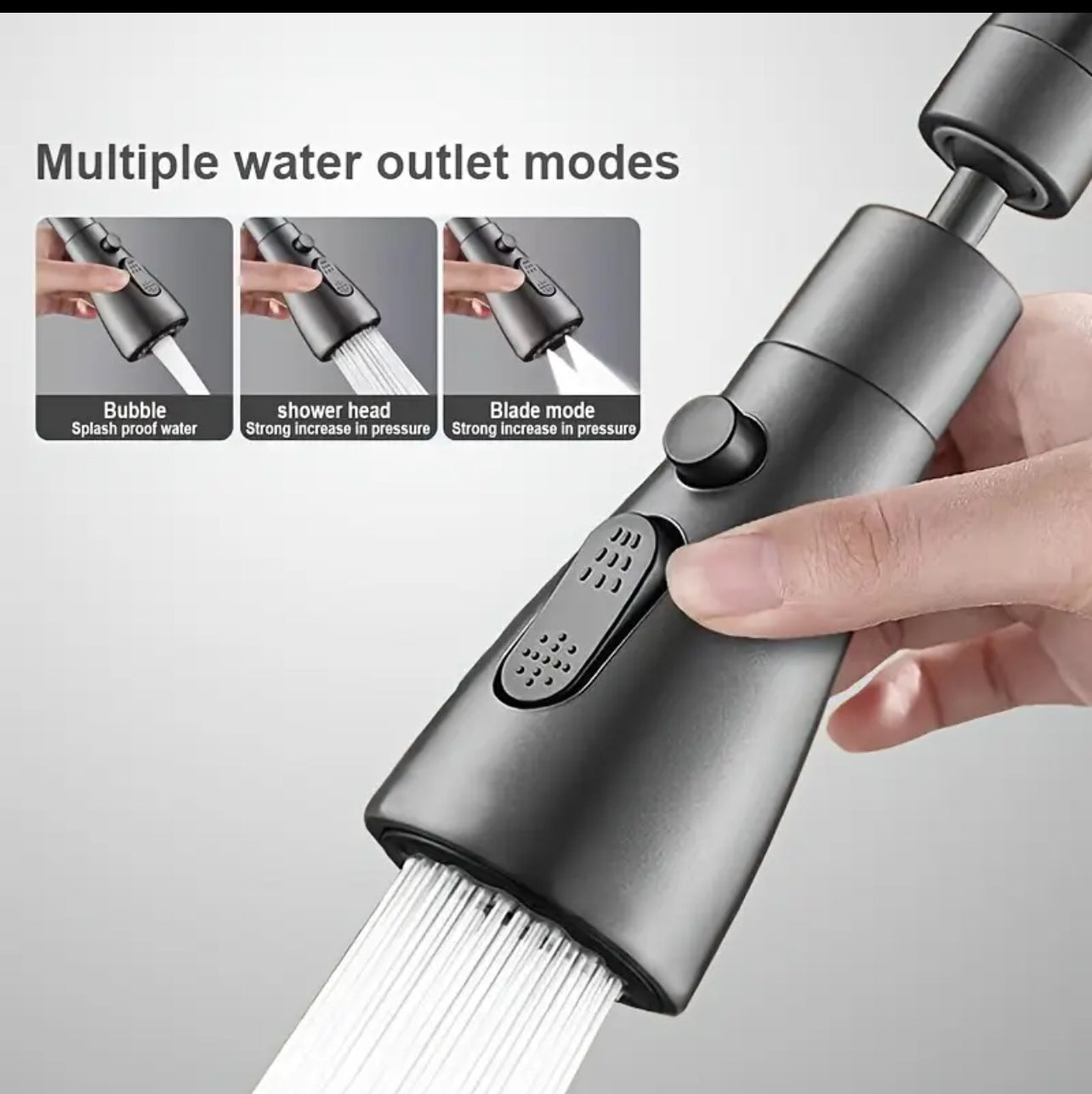 кухонный смеситель из нержавеющей стали и пластика ABS, 3 режима подачи воды, 360° вращение, универсальный удлинитель, аэратор, аксессуары для кухонной мойки 💧🍽️