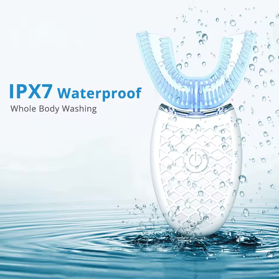 Автоматична звукова електрична зубна щітка для дорослих, U-подібна щітка з 360° очищенням, перезаряджається через USB, для ефективного чищення та відбілювання зубів.