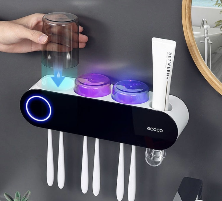 Держатель для зубных щеток с УФ-стерилизатором и дозатором для пасты - идеальный органайзер для ванной комнат