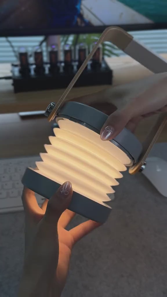 Креативна складана настільна лампа з дерев’яною ручкою